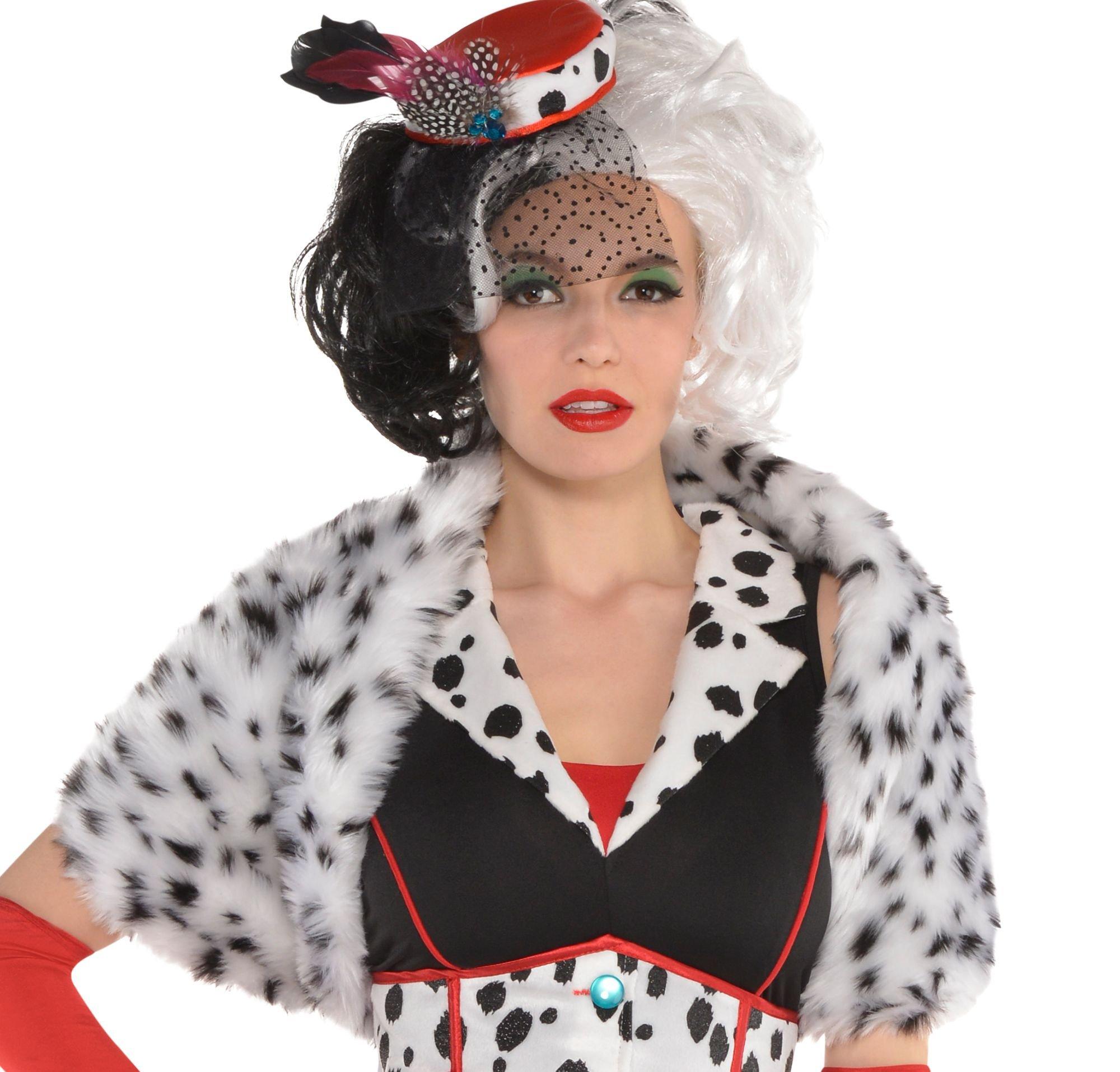 Cruella Deville Costume Plus Size Women Girl Dalmatian Diva Halloween 6548