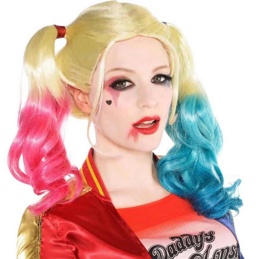 Official Suicide Squad Harley Quinn Pig Tail Wig Fancy Dress Costume Accessory 