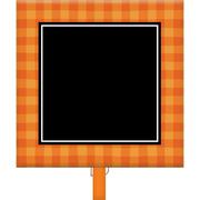 Orange Plaid Chalkboard Label Clips 8ct