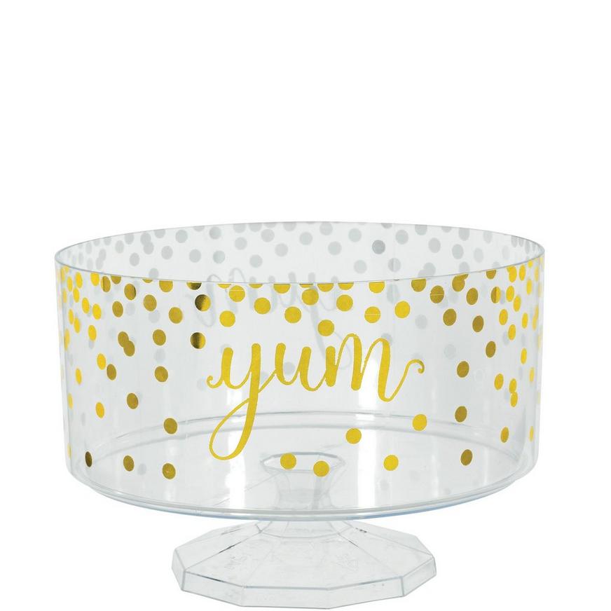 Large Metallic Gold Polka Dots Plastic Trifle Container
