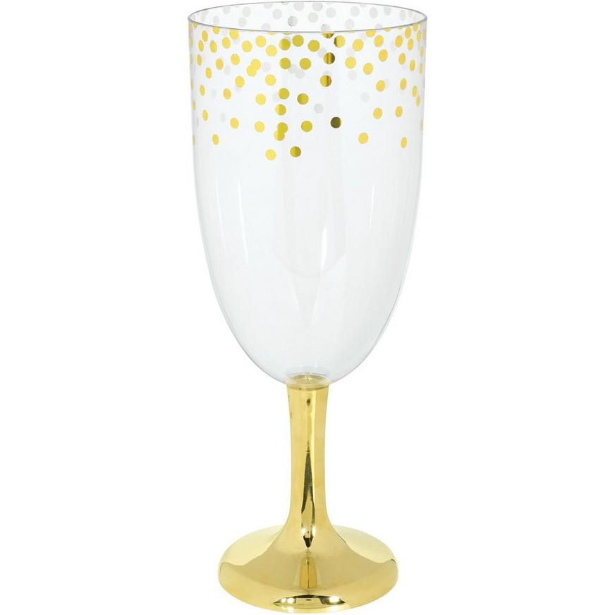 Giant Metallic Gold Polka Dots Plastic Wine Glass 56oz Party City