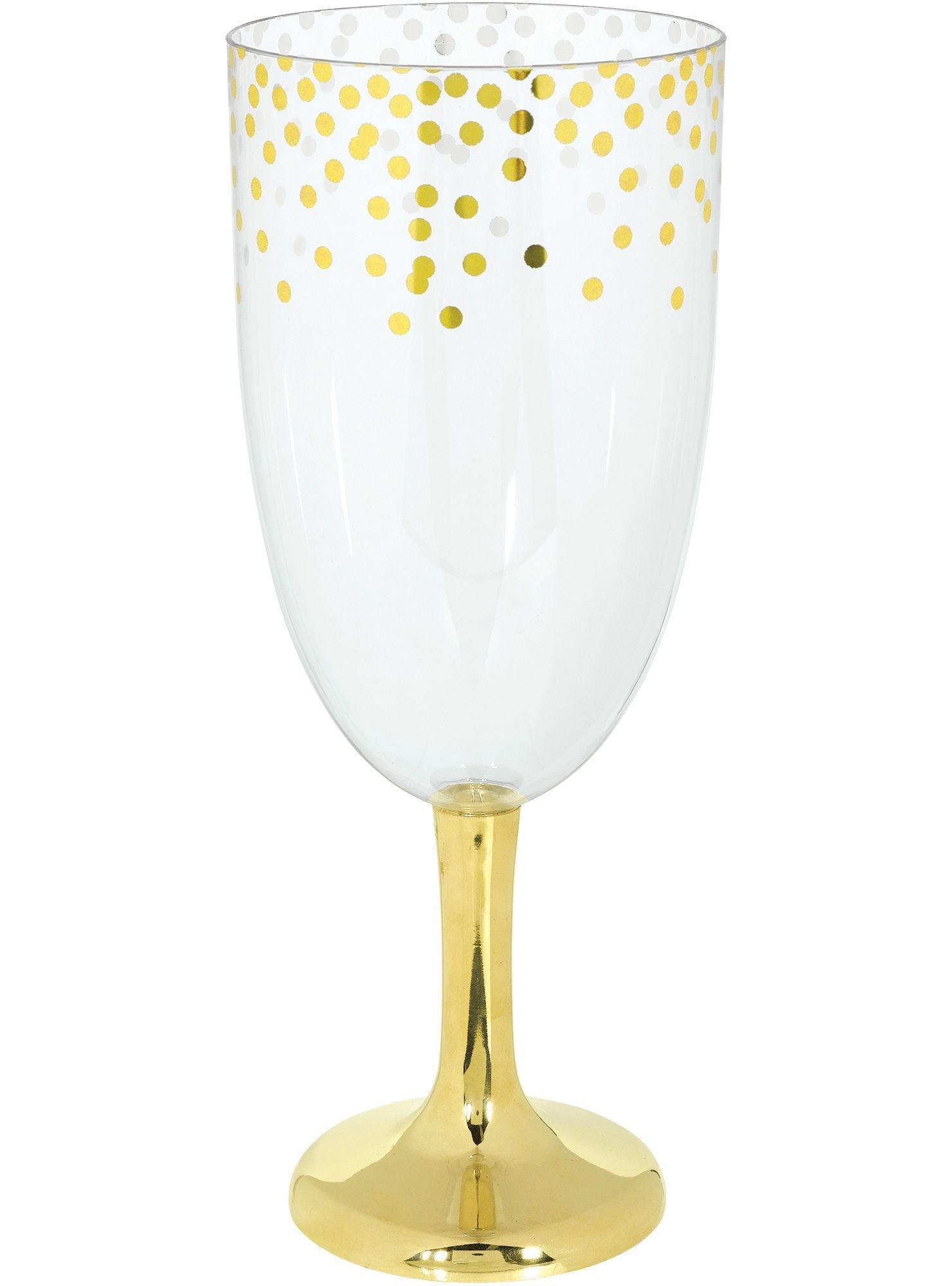 Giant Metallic Gold Polka Dots Plastic Wine Glass