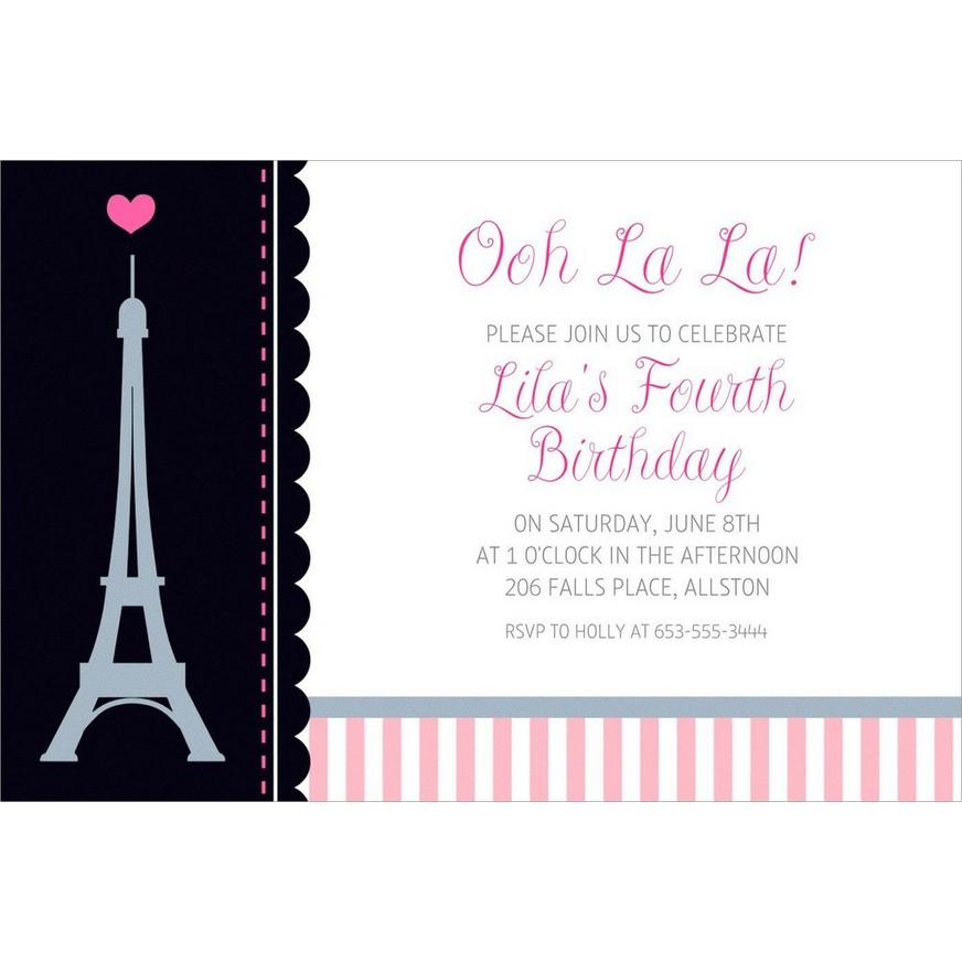 Custom Pink Paris Party Invitation