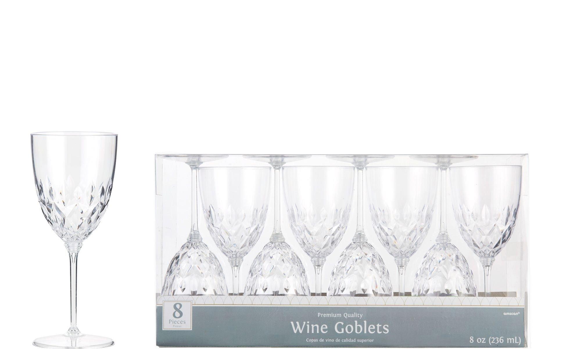 CLEAR Crystal Premium Plastic Wine Glasses 8ct