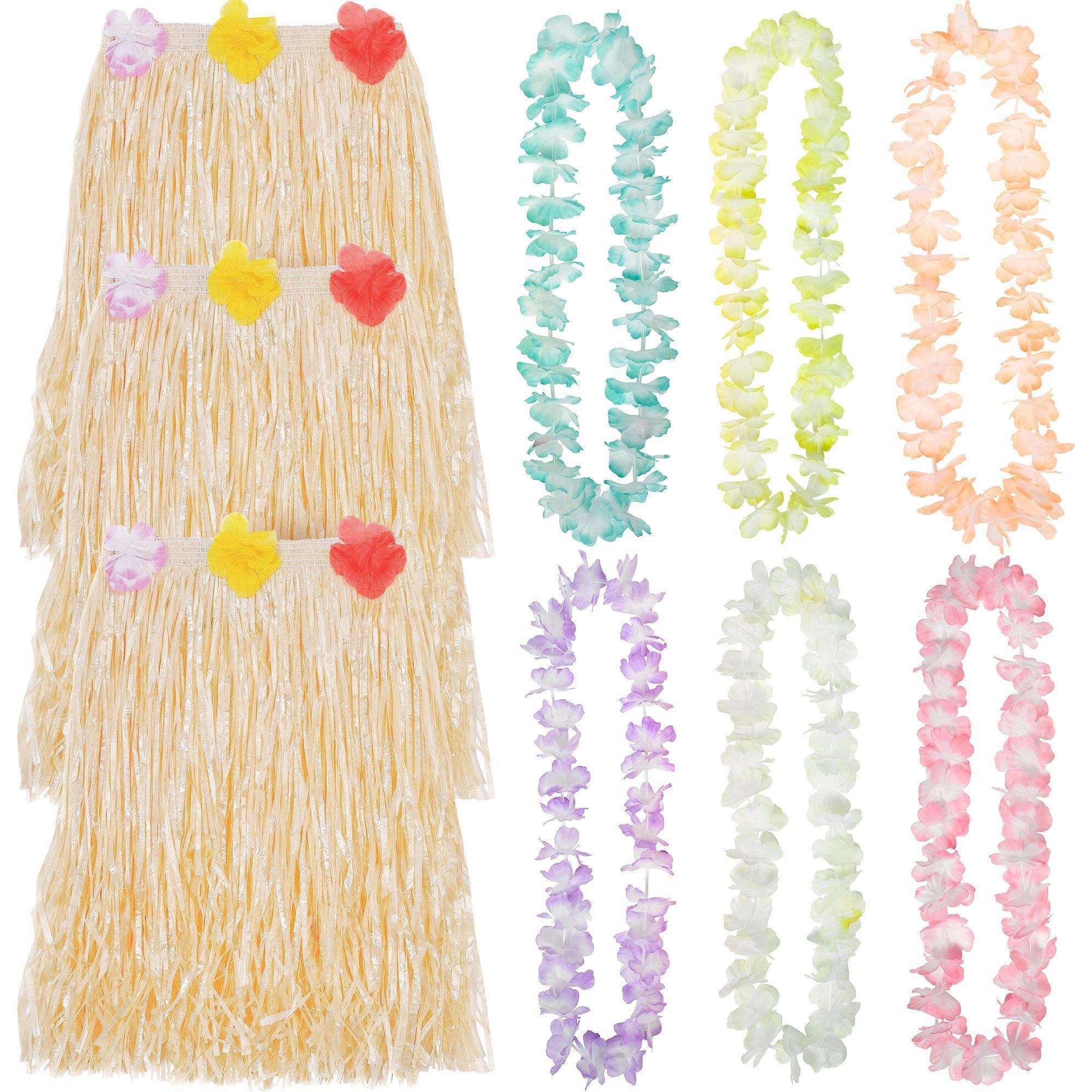 Adult Luau Hula Skirt Costume Accessory Kit for 6 Guests