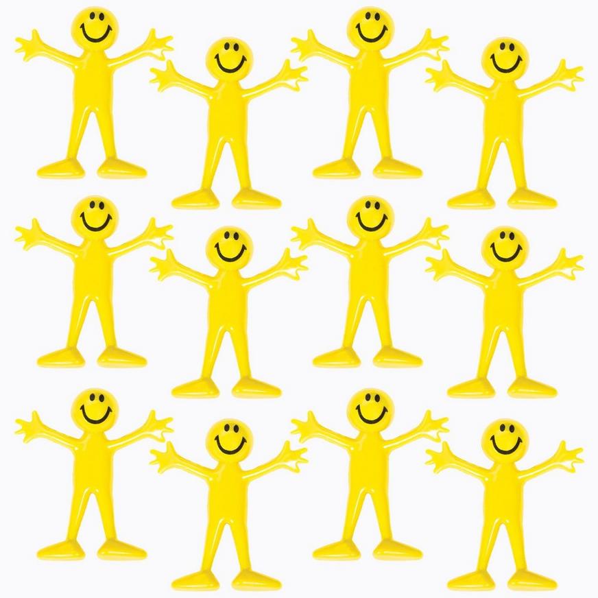 Fidget Toy! bend man smile face Party bag toy! 12 x Smiley Bendy Men Emoji 