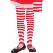 Adult Red & White Striped Tights Plus Size