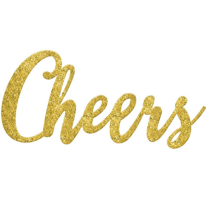 Glitter Gold Cheers Photo Booth Prop