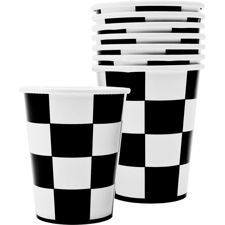 Black & White Checkered Super Tableware Kit for 16 Guests