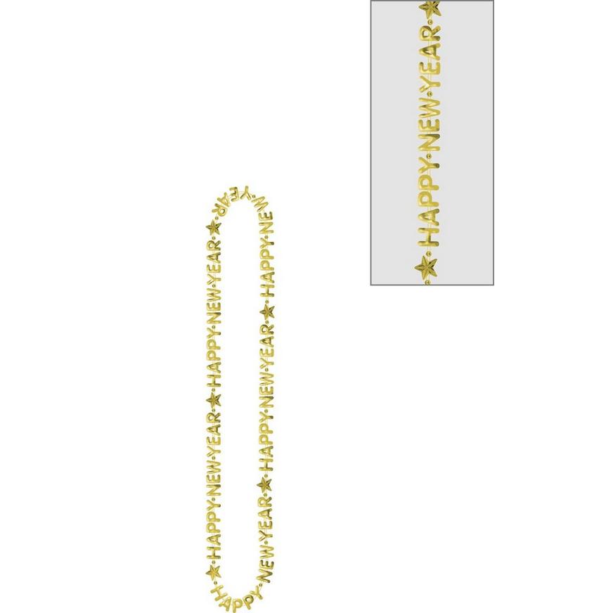Gold Happy New Year Bead Necklace