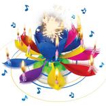 Multicolor Musical Lotus Wax Birthday Candle Topper, 6.5in wide x 4.5in