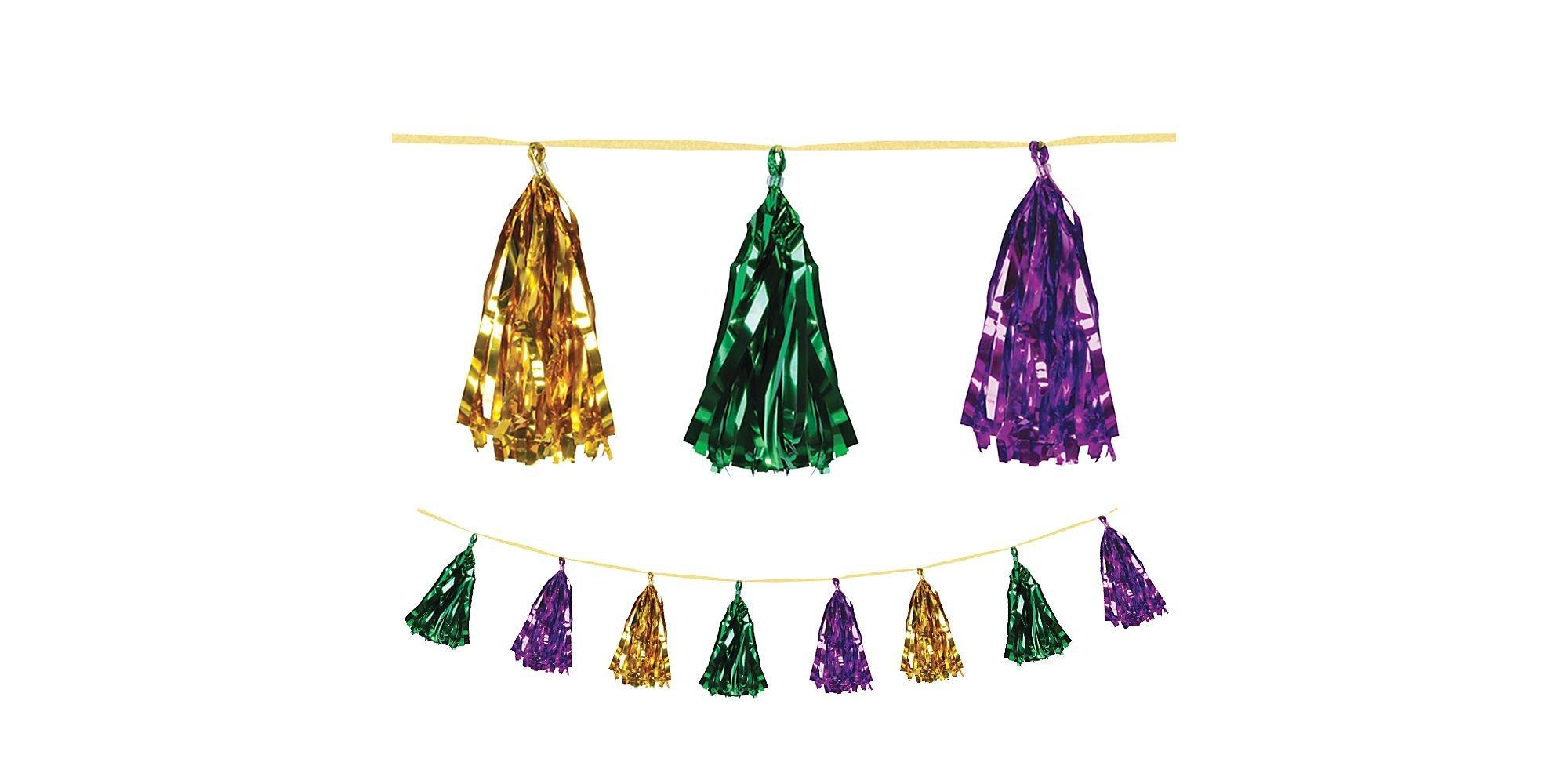 Gold, Green & Purple Tassel Garland