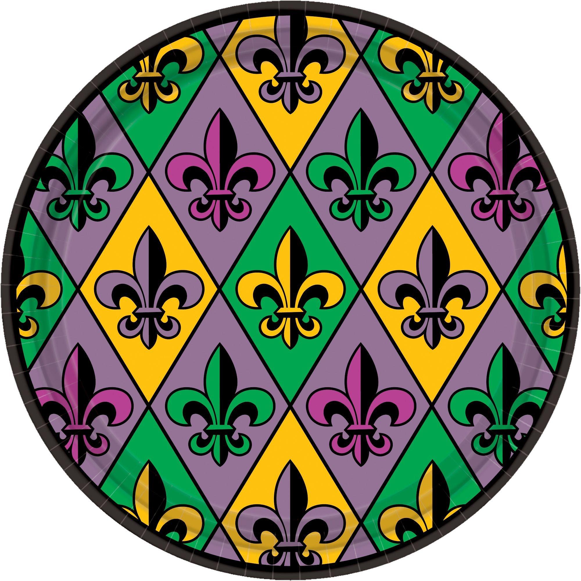 Mardi Gras Fleur-de-Lis Lunch Plates 18ct