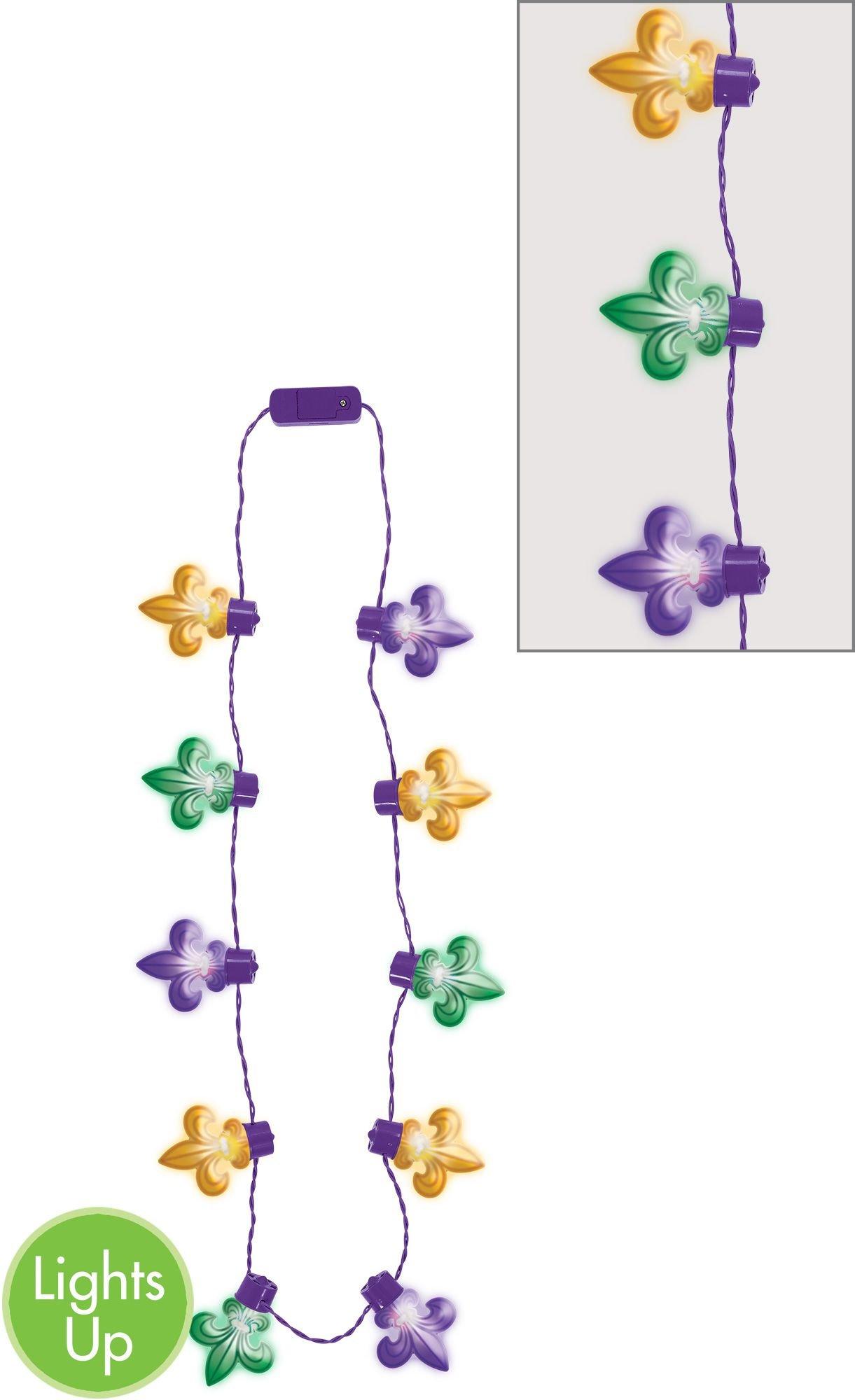 Light-Up Fleur-de-Lis Mardi Gras Necklace