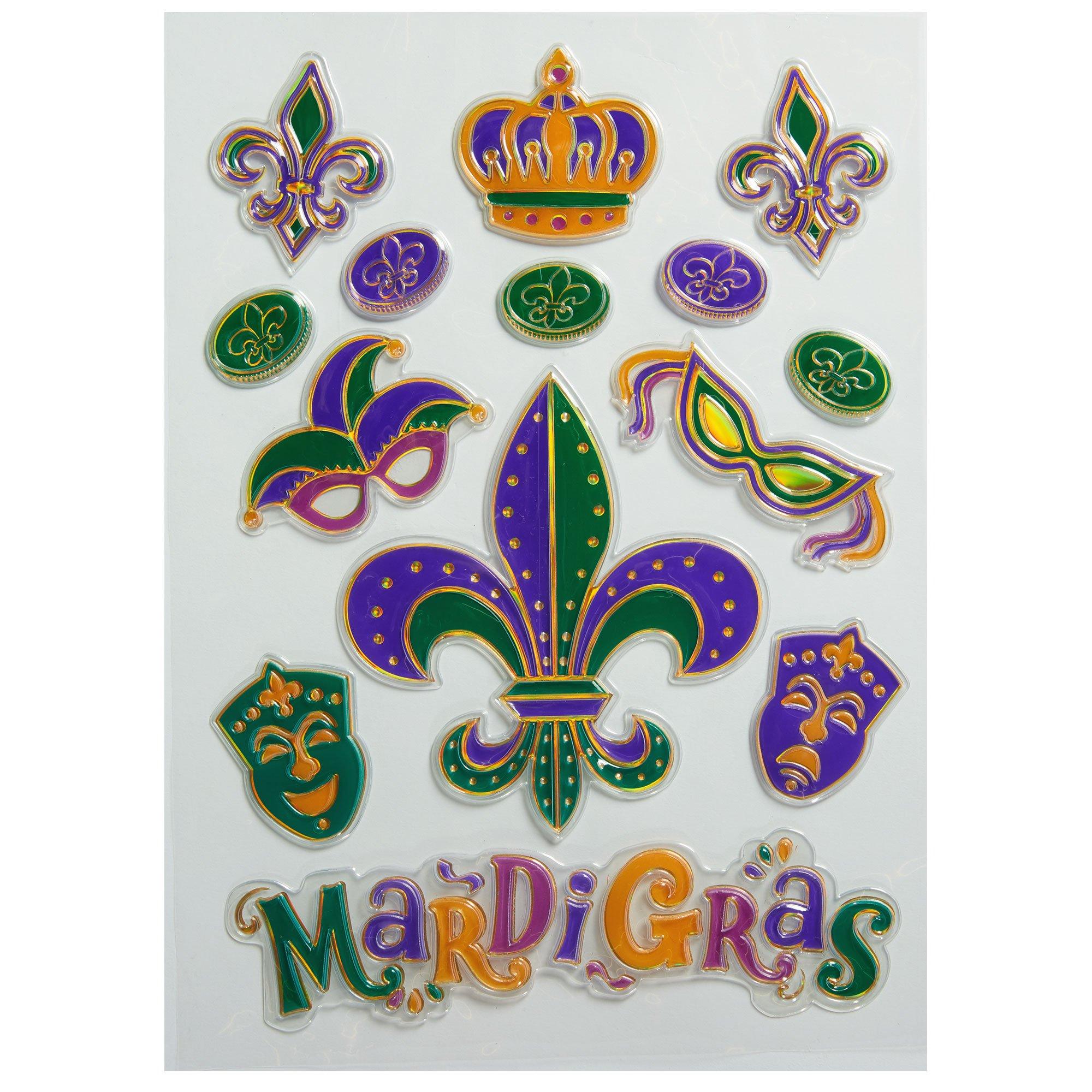 9 Sheets Mardi Gras Window Clings Static Stickers Decal For Wall Glass Car Mardi  Gras Party Carnivel Masquerade Decoration