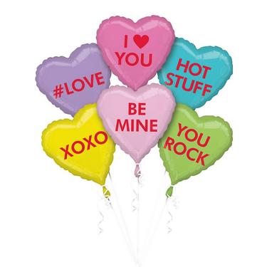 Pastel Conversation Hearts Valentine's Day Foil Balloon Bouquet