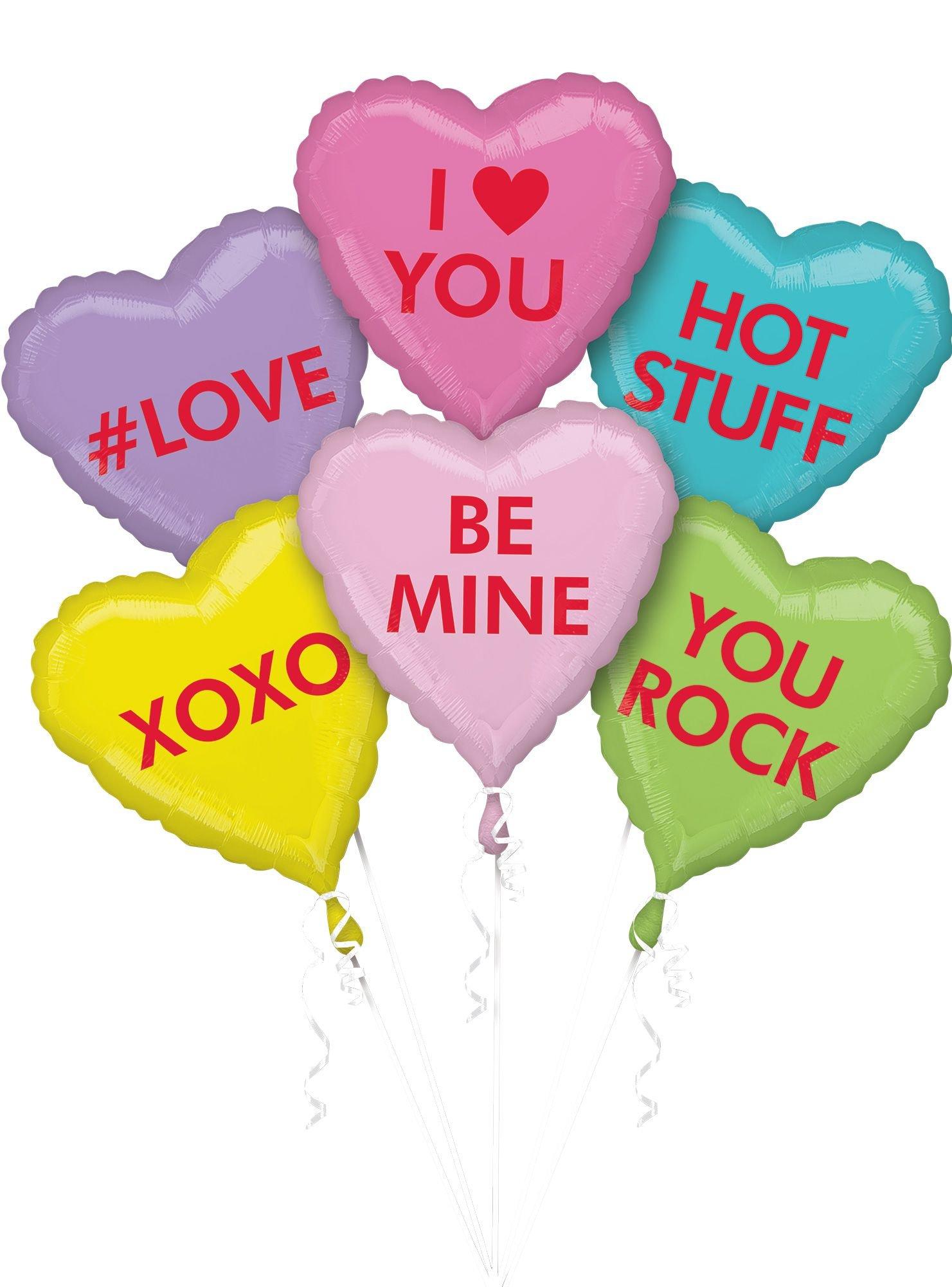 Pastel Conversation Hearts Valentine's Day Foil Balloon Bouquet