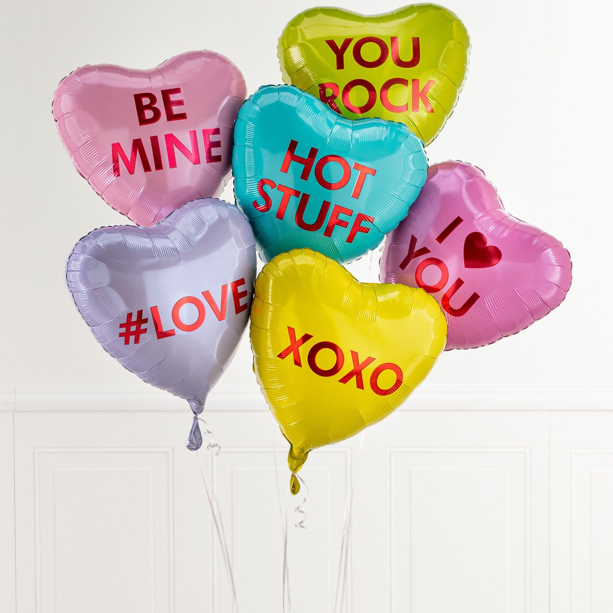 Pastel Conversation Hearts Valentine's Day Foil Balloon Bouquet