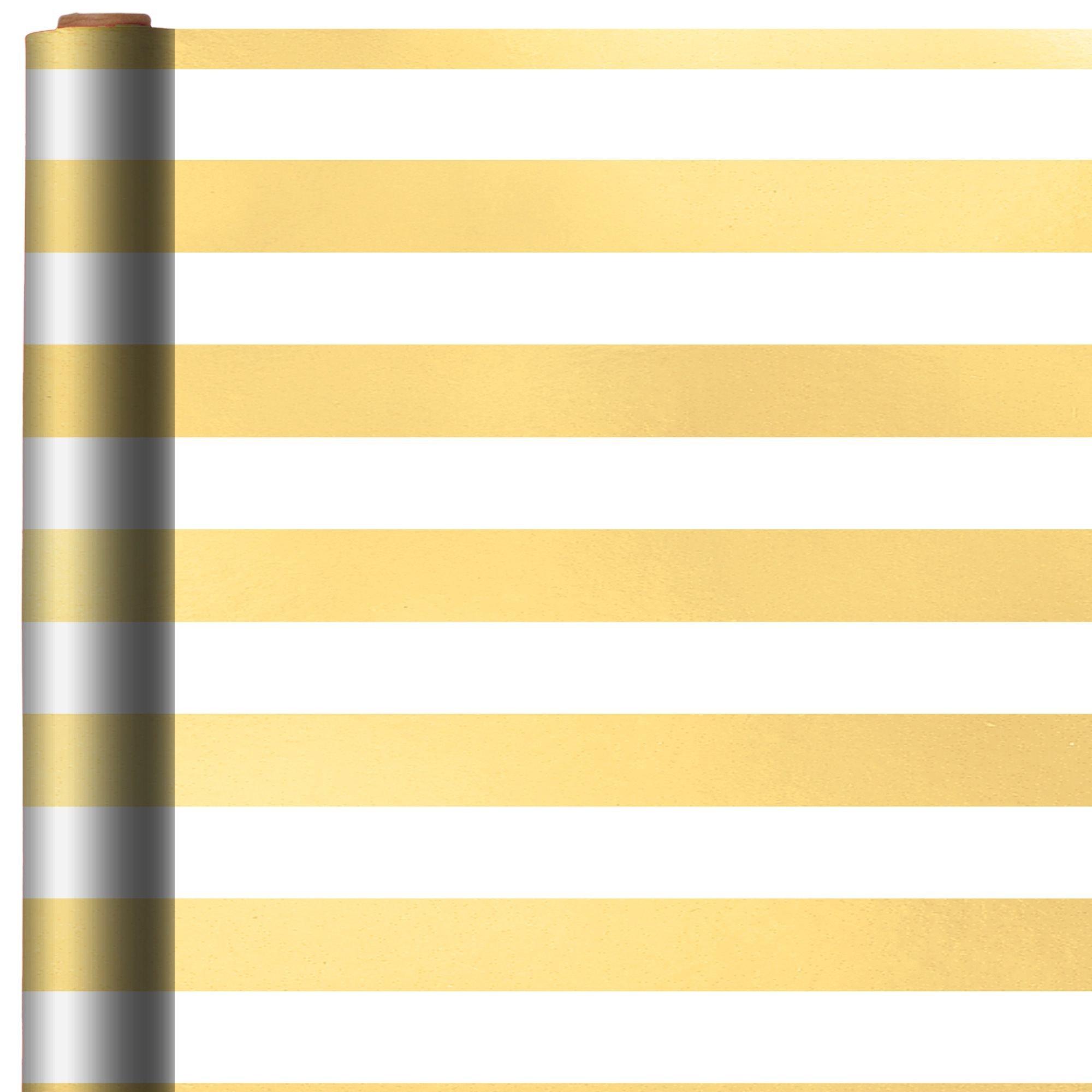 White & Gold Striped Gift Wrap