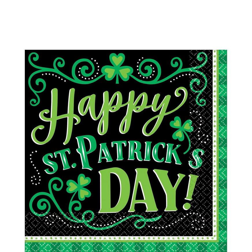 Patricks Day Lucky Shamrocks Beverage Napkins Amscan St One Size Green And Wh 