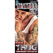 Black & Gray-Style Thug Temporary Tattoos, 12pc
