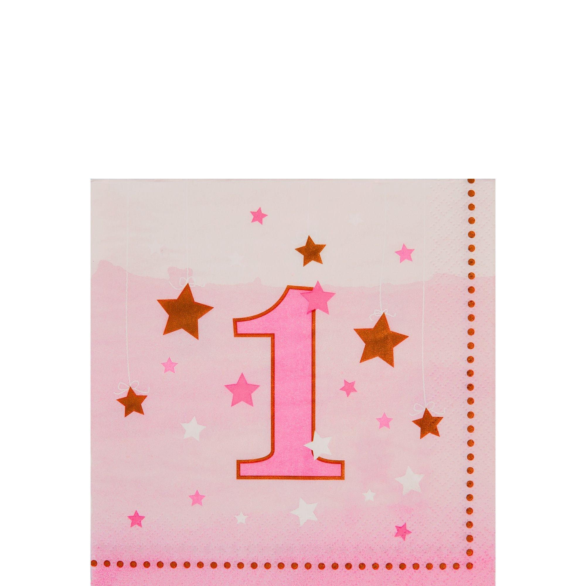 Pink Twinkle Twinkle Little Star 1st Birthday Beverage Napkins 16ct | Party  City