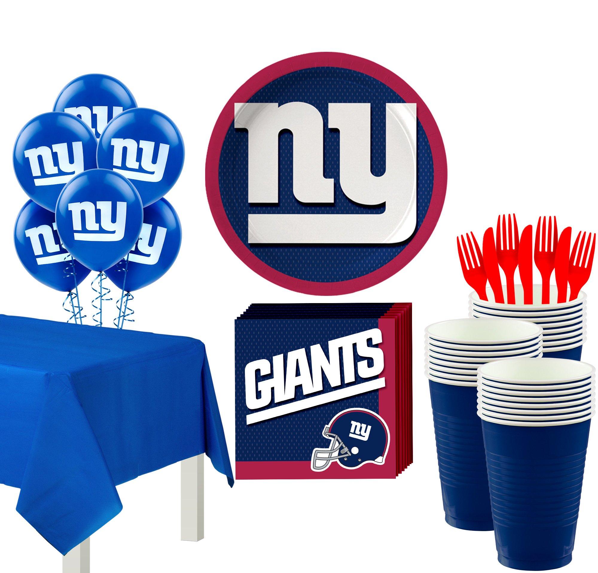 Party City New York Giants Super Party Supplies for 36 Guests, Include Plates, Napkins, Table Covers Balloons