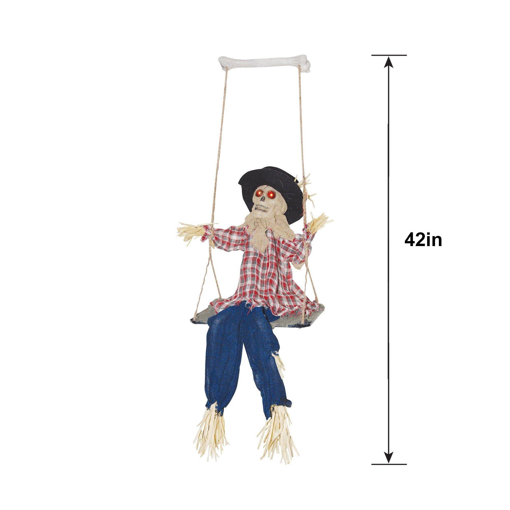 Animated Scarecrow Skeleton on a Swing, 3.5ft