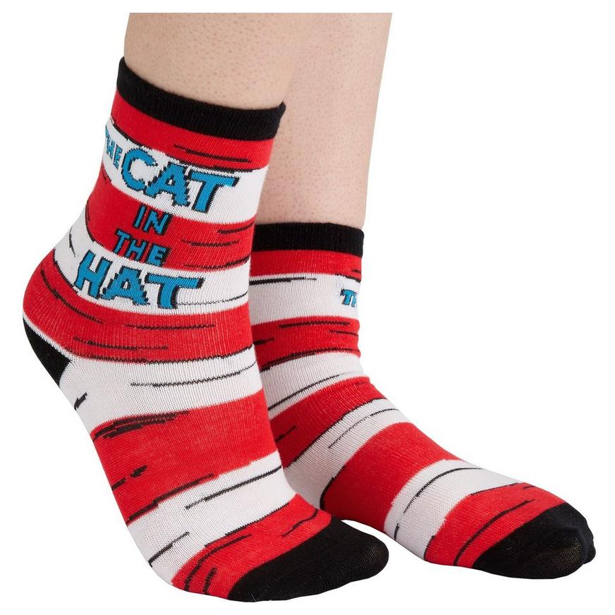 Adult Cat in the Hat Crew Socks - Dr. Seuss | Party City