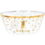 Metallic Gold Confetti 1st Birthday Plastic Serving Bowl