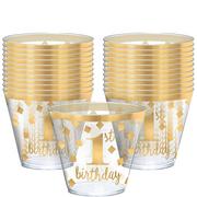 Metallic Gold Confetti 1st Birthday Plastic Tumblers 30ct