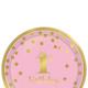 Metallic Pink & Gold Confetti 1st Birthday Dessert Plates 8ct