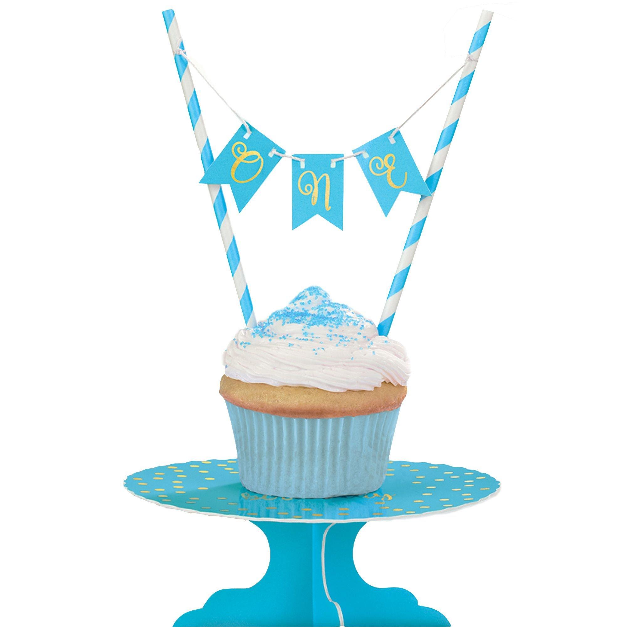 Mini Blue 1st Birthday Cake Stand Kit 2pc
