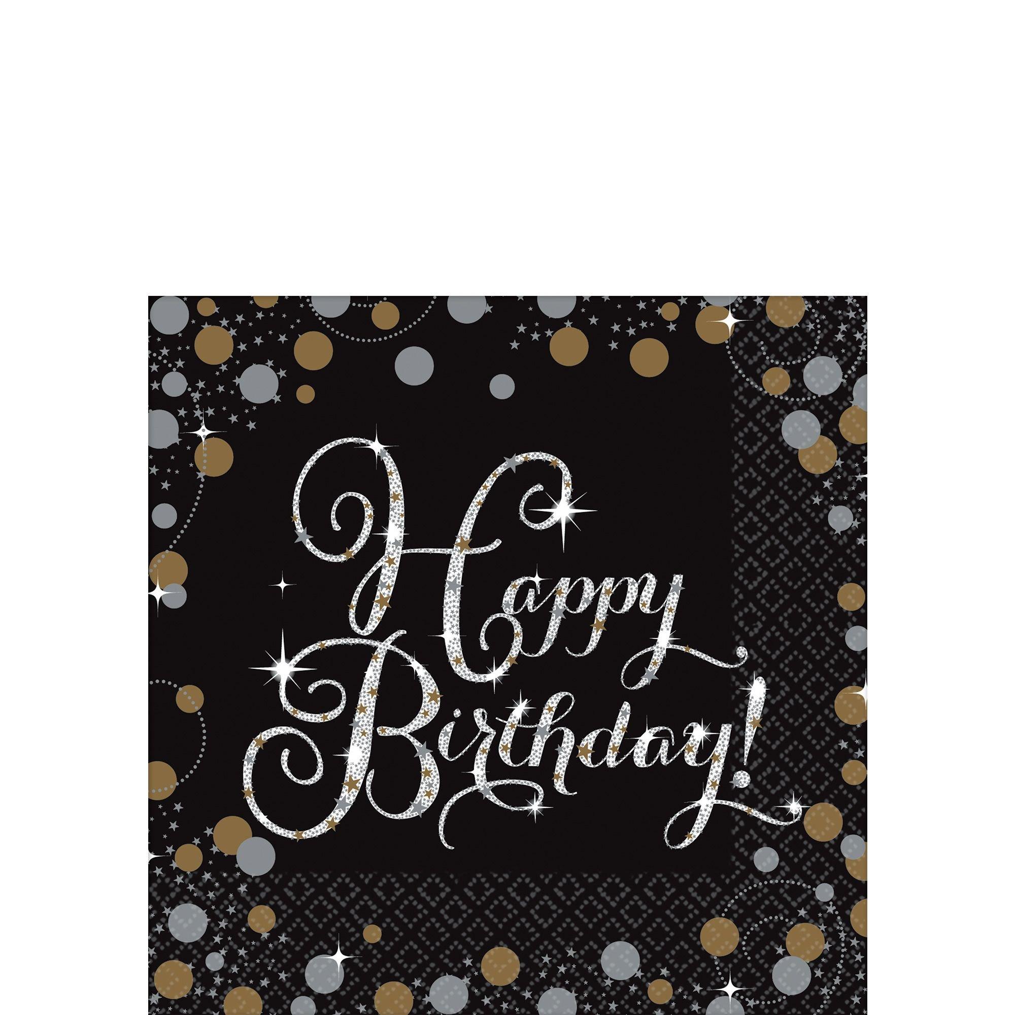 Happy Birthday Beverage Napkins 16ct - Sparkling Celebration