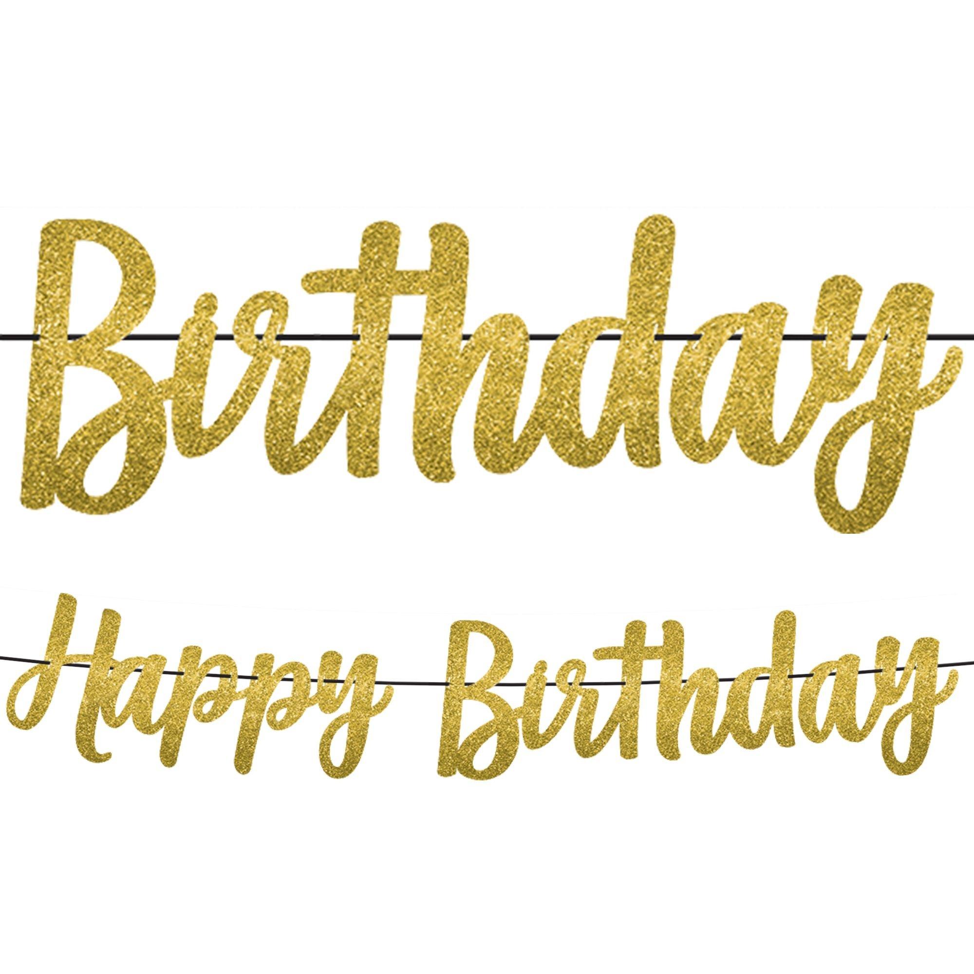 glitter happy birthday banner letters