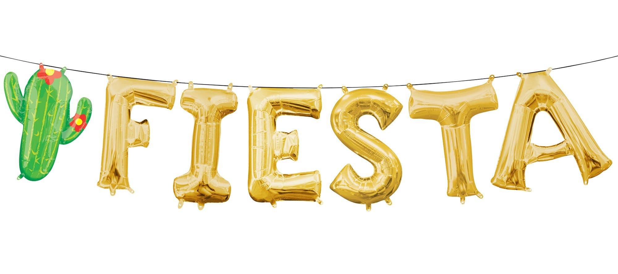 Air-Filled Gold Fiesta Letter Balloons 7pc