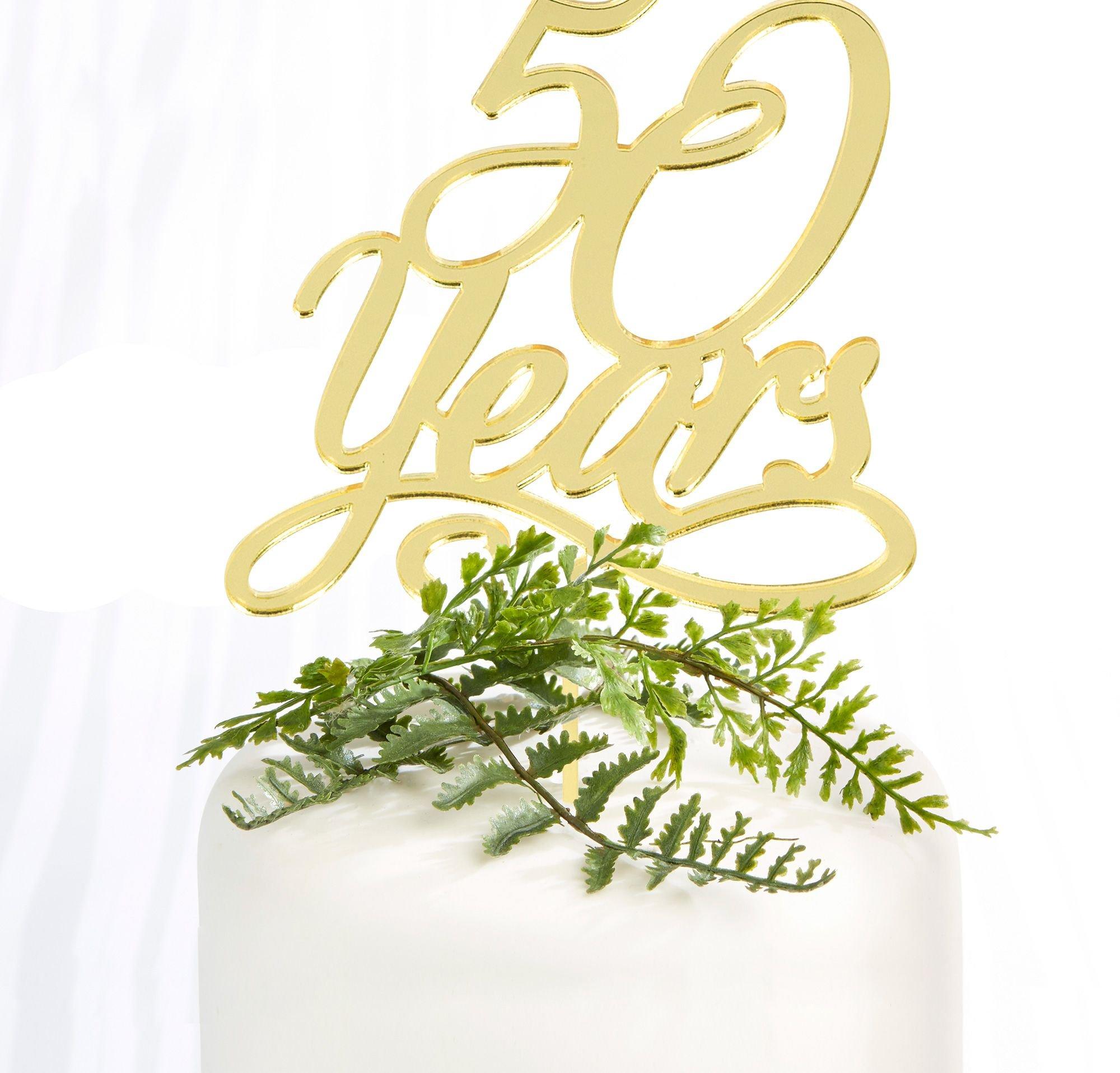 Gold 50th Anniversary Cake Topper 4 1/4in x 6 3/4in | Party City