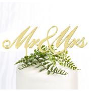 Gold Mr. & Mrs. Wedding Cake Topper 6 1/2in x 6 1/2in