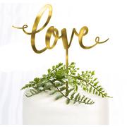 Gold Love Wedding Cake Topper 6 1/4in x 6 1/2in