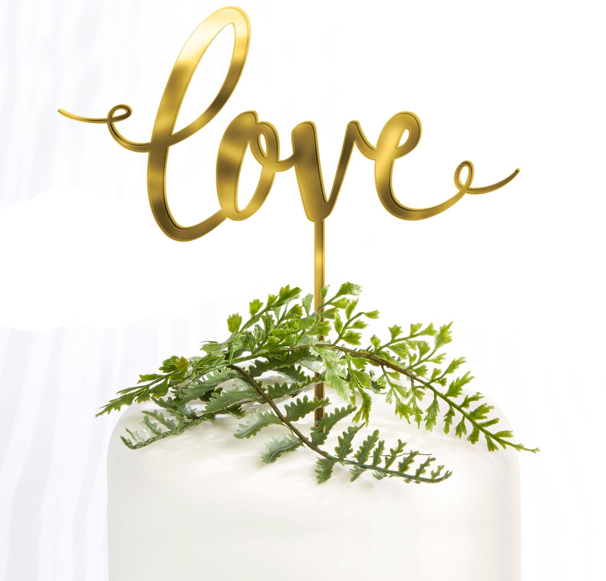 Gold Love Wedding Cake Topper 6 1/4in x 6 1/2in