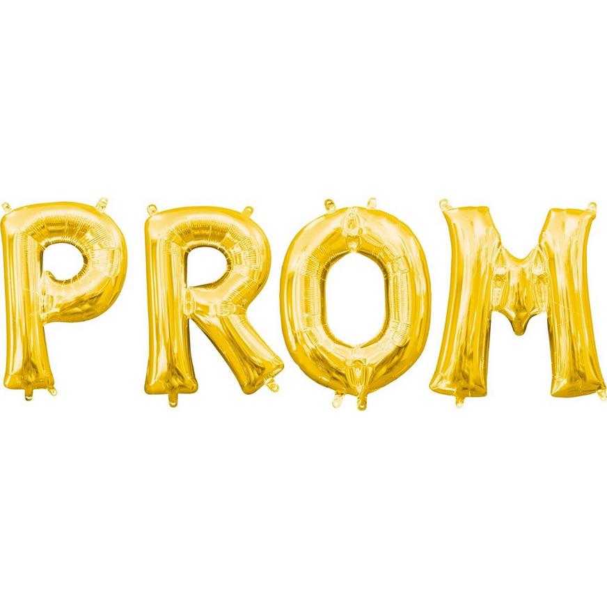 13in Air-Filled Gold Prom Letter Balloon Kit 4pc