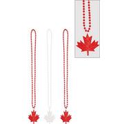 Glitter Canadian Maple Leaf Pendant Bead Necklaces 3ct
