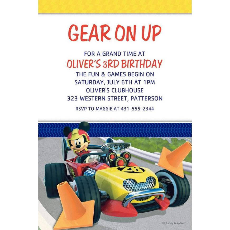 Custom Mickey & the Roadster Racers Invitations