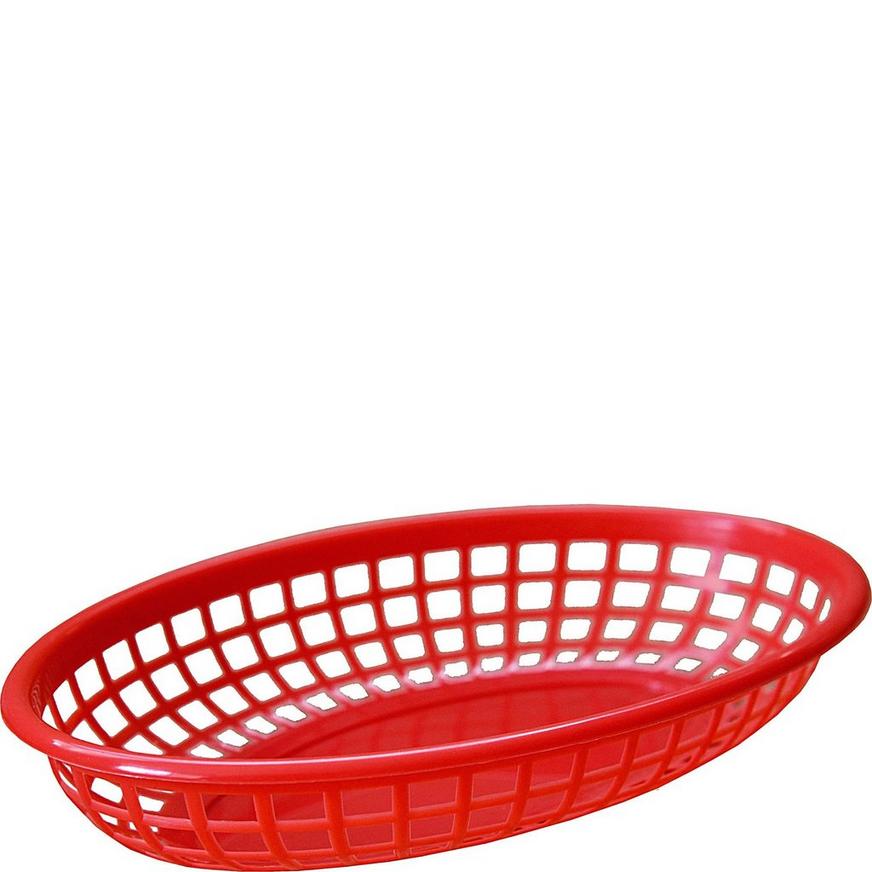 3 BASKETS THREE FOOD BASKETS 10 3/4" RED OBLONG FOOD PLASTIC FRIES/BURGERS 