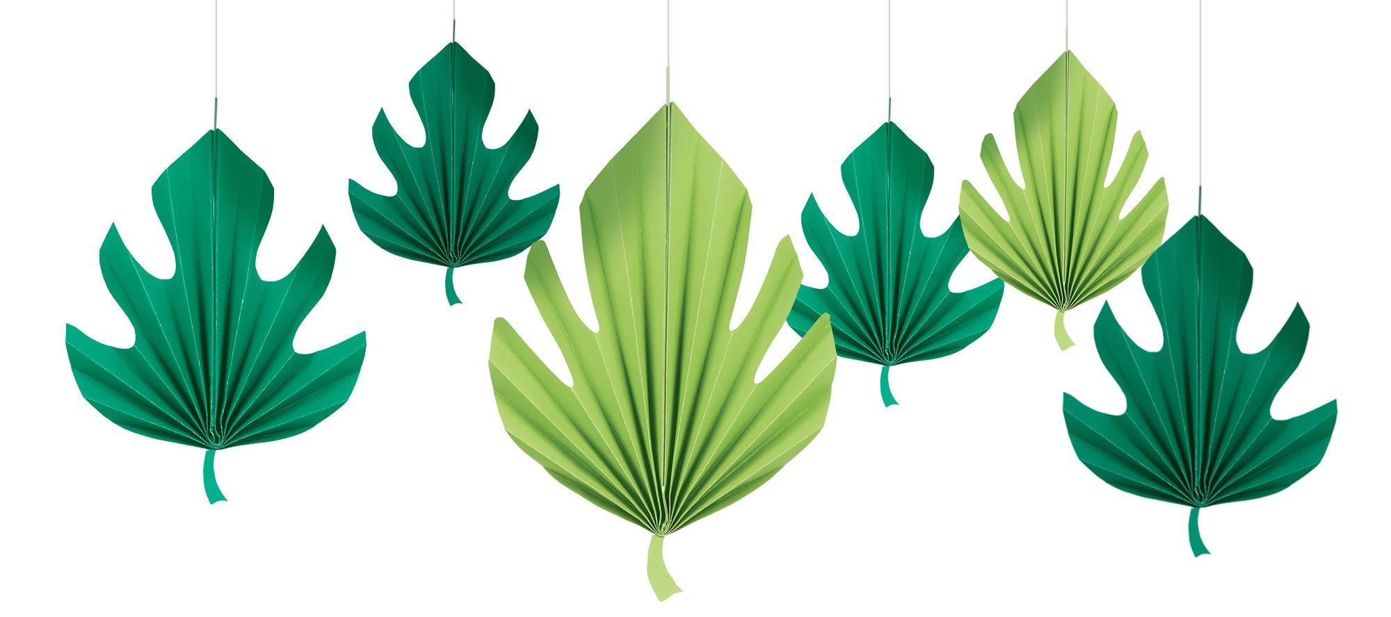 Palm Leaf Paper Fan Decorations 6ct