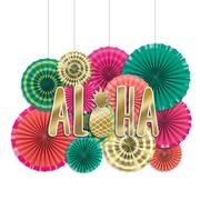 Aloha Paper Fan Decoration Kit 17pc