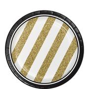 White & Gold Striped Dessert Plates 8ct