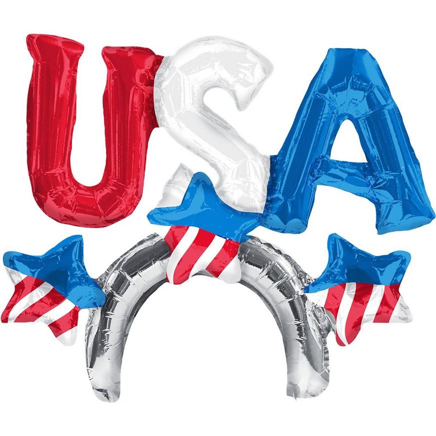 Air-Filled Patriotic USA Balloon Hat, 2in