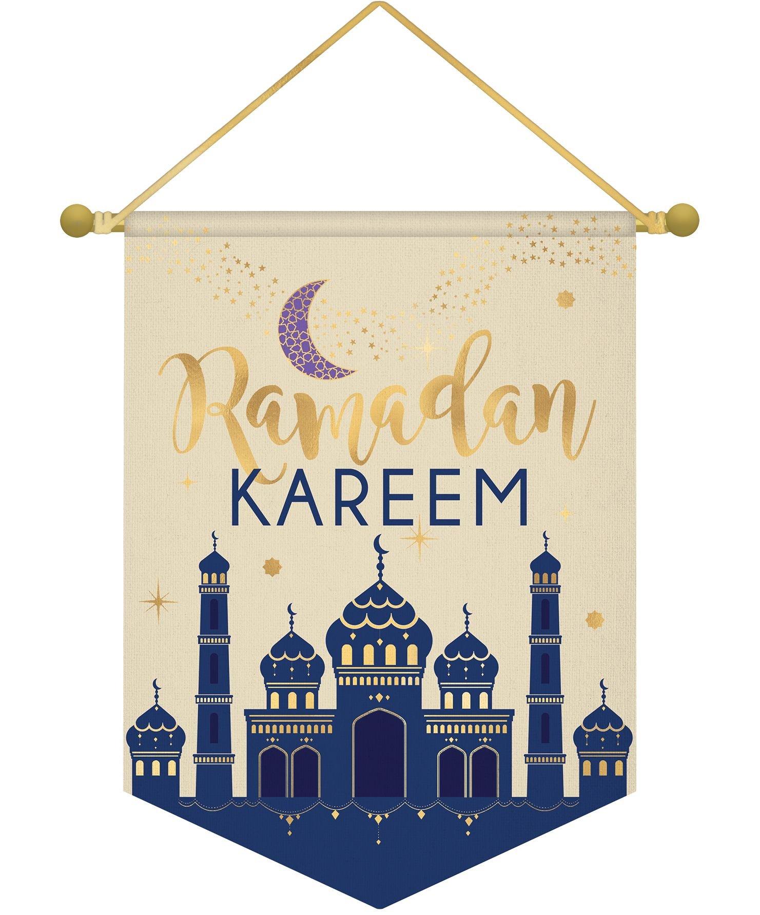 Metallic Gold Ramadan Kareem Canvas Banner