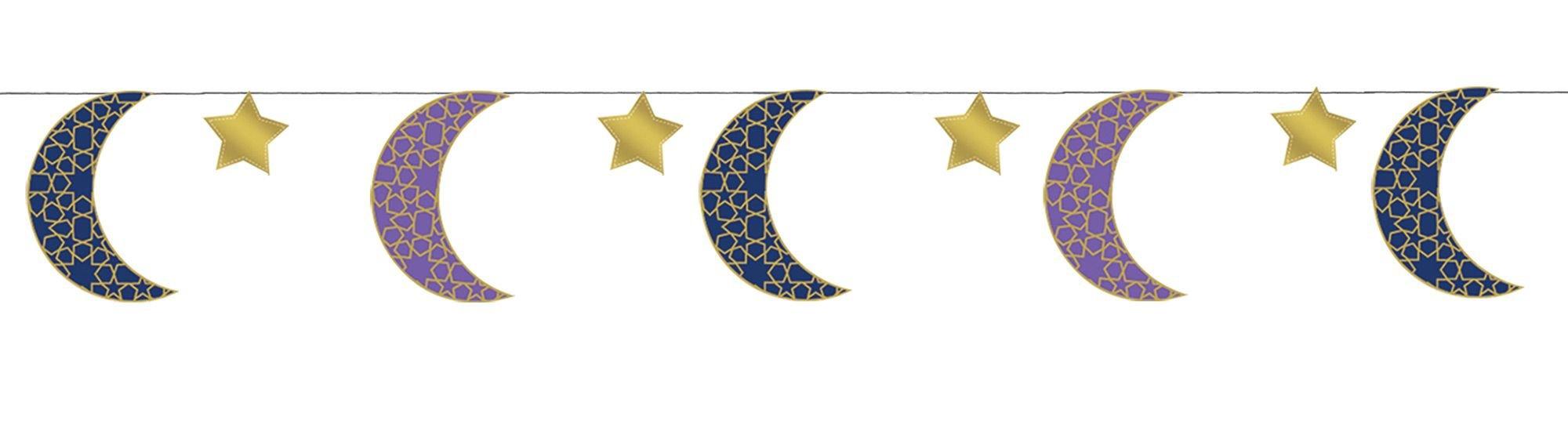 Crescent Moon & Star Eid String Decorations 6ct